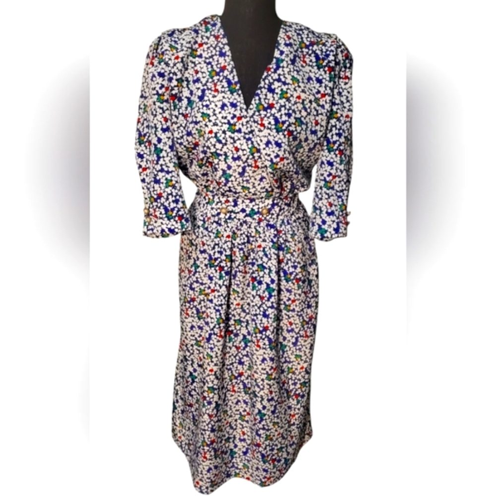 #125 Vintage 1970's - 1980's Breli Floral Print Women's Dress Size 10
